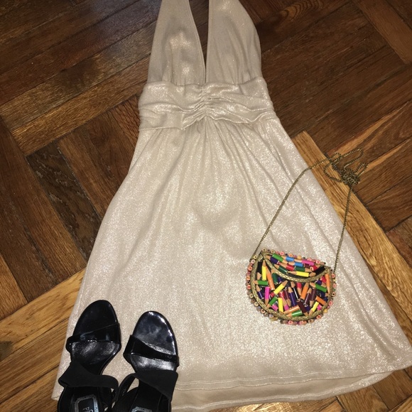 SOLD!!Alice+Olivia sexy gold halter dress. Size XS - Picture 2 of 6